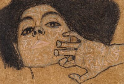 《Head of a Woman》埃贡·席勒，（1908年，蜡笔画）