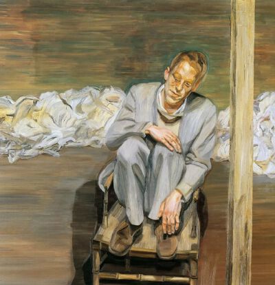 《Red Haired Man on a Chair》卢西安·弗洛伊德1962-1963年 | 布面油画 | 91.5 x 91.5 cm | 私人收藏