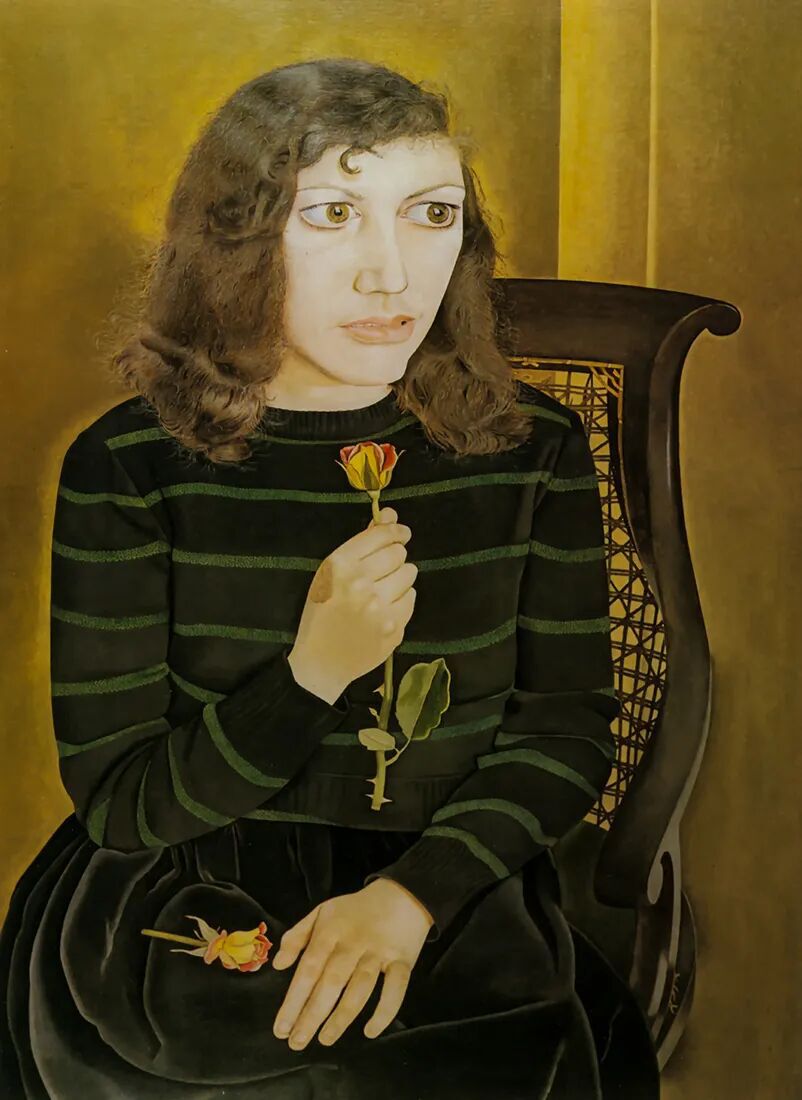 《Girl with Roses》卢西安·弗洛伊德，1947-1948年 | 帆布油画 | 74.5 x 105.5 cm