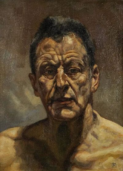 《Self portrait》卢西安·弗洛伊德，1985年 | 木板油画 | 38.5 x 28.5 cm | 私人收藏