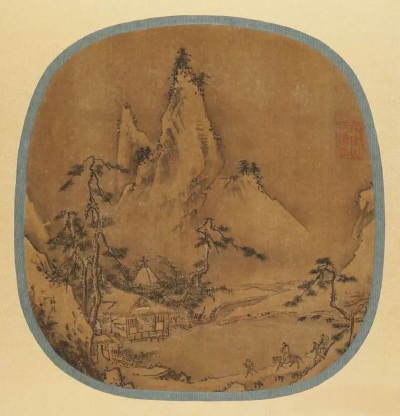 《山水图》五代十国 珪观 东京国立博物馆绢本设色 29.6×28.4