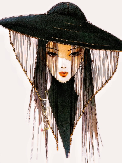 玫瑰不会凋零，像我炙热的心
#旧漫#服设#帷帽#斗笠#复古时尚插画#浪漫美学