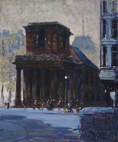 《King's Chapel, Boston》乔治·本杰明·卢克斯，1923年 | 布面油画 | 美国马萨诸塞州 - 波士顿美术馆