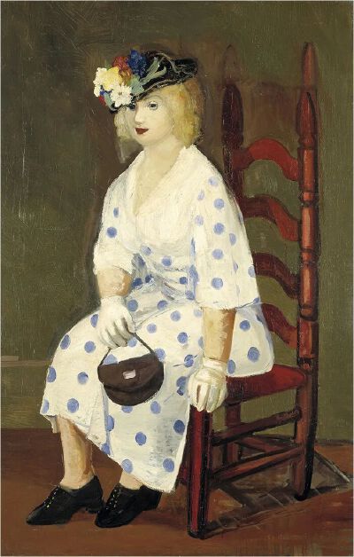《The Polka Dot Dress》乔治·本杰明·卢克斯，1927年 | 布面油画 | 147.4 x 94.0 cm