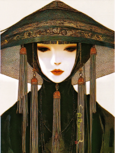 玫瑰不会凋零，像我炙热的心
#旧漫#服设#帷帽#斗笠#复古时尚插画#浪漫美学