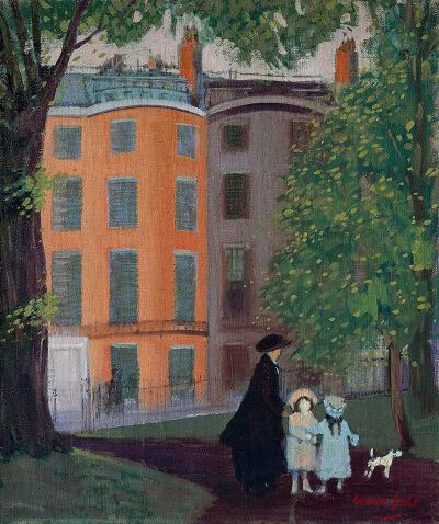 《View of Beacon Street from Boston Common》
乔治·本杰明·卢克斯，1923年 | 布面油画 | 92.07 x 77.15 cm
