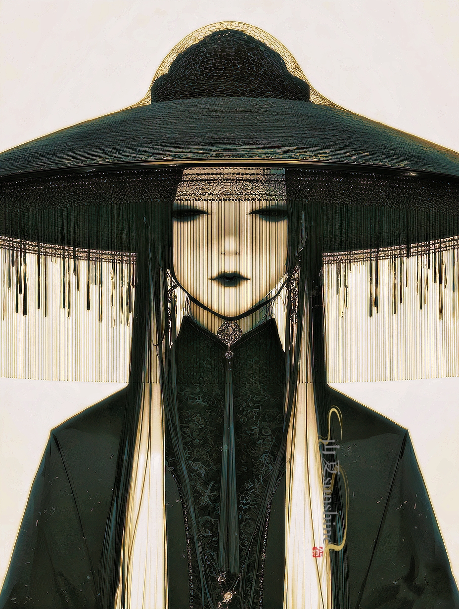 玫瑰不会凋零，像我炙热的心
#旧漫#服设#帷帽#斗笠#复古时尚插画#浪漫美学
