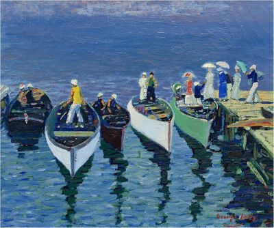《Holiday on the Hudson》乔治·本杰明·卢克斯，约1912年 | 布面油画 | 76.2 x 91.7 cm