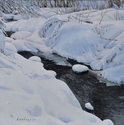杰克‧盖德克（Jake Gaedtke）《冬眠》（Winter Slumber）2021年，油画，30.5cmx30.5cm