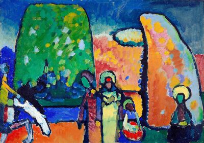 《Study on Improvisation No. 2 (Funeral March)》康定斯基，1909年 | 布面油画 | 49.8 x 69.8 cm