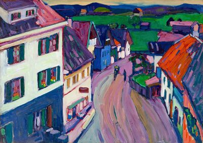 《Murnau - View from the window of the Griesbräu》康定斯基，1908年 | 布面油画 | 49.8 x 69.6 cm