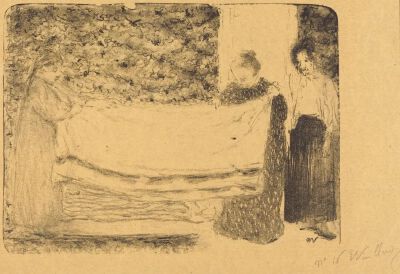 Folding Linen (Le pliage du linge),1893,Lithograph in black on simili Japon, 32.4x50cm