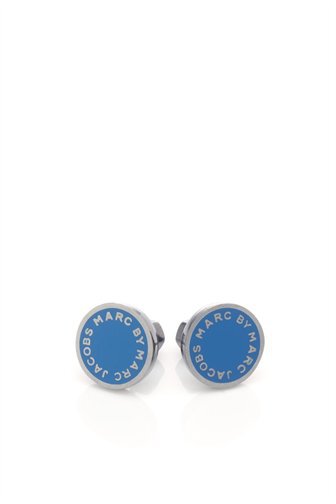 印有LOGO的耳钉，蓝色的超好看~！Marc Logo Disc Studs -