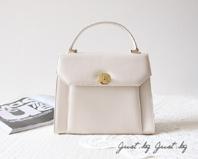 真品vintage bally 粉白色手提包