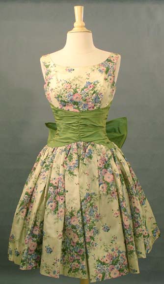 The Sweetest Floral Taffeta 1950's Cocktail Dress VINTAGEOUS VINTAGE CLOTHING 190刀