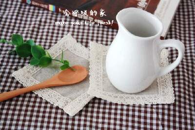 棉麻花边小杯垫