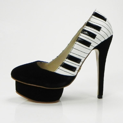 Charlotte Olympia 黑白 钢琴键式 防水台 单鞋高跟鞋