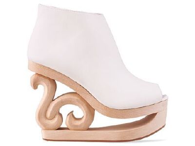 Jeffrey Campbell 欧美代购正品 雕花镂空木跟白色超高跟鞋