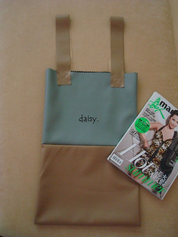 daisy.手工PU包 拼色包 购物袋~~~