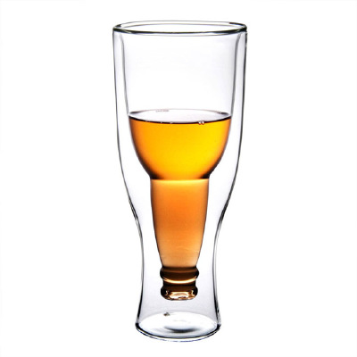 世界杯定制 bodum快乐翻转畅饮啤酒杯 手工耐热双层玻璃杯350ml