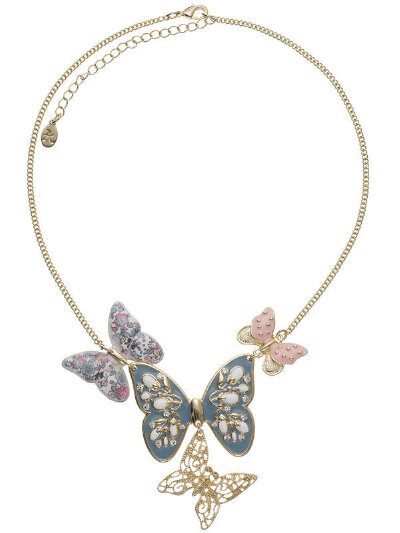 Accessorize 春夏画册款，碎花珐琅蝴蝶项链