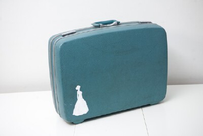 Vintage Luggage Upcycled with a Hand Painted Lady by BrightWall Vintage Luggage Upcycled with a Hand Painted Lady