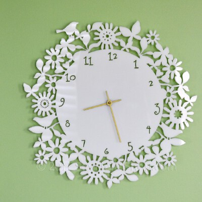 White Floral Clock Large 165 inches by sayhelloshop on Etsy White Floral Clock - Large 16.5 inches