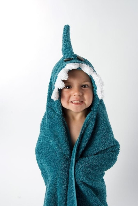 Shark Hooded Towel by rubadubbuddies on Etsy Shark Hooded Towel