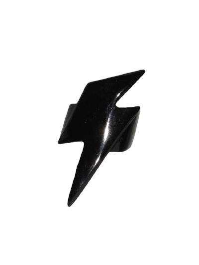 欧美工业摇滚感暗黑闪电符号戒指 (黑色 哥特 Gareth Pugh)