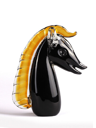 马首 黝黑的力量琉璃工艺品摆件