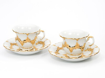 金青铜色， 轻淡 | MEISSEN 咖啡杯组, 式样 【嗯嗯其实咖啡杯明明就能当红茶杯嘛】