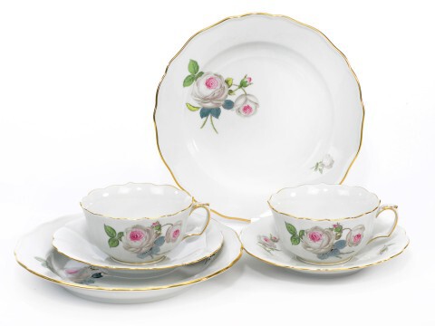 白玫瑰，紫花心，金边 | MEISSEN 经典图案茶具组, 式样