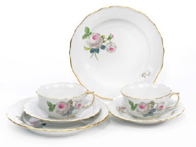 白玫瑰，紫花心，金边 | MEISSEN 经典图案茶具组, 式样