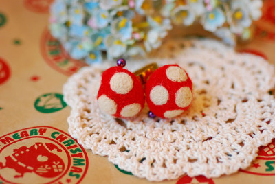 sunday zakka出品 手作 Mushroom Ring 羊毛毡 蘑菇戒指