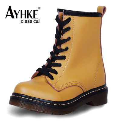 ayhke牛皮冬靴马丁靴短靴牛筋底雪地靴子女鞋79007