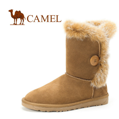 CAMEL骆驼女鞋 2011新款兔毛雪地靴 真牛皮短靴