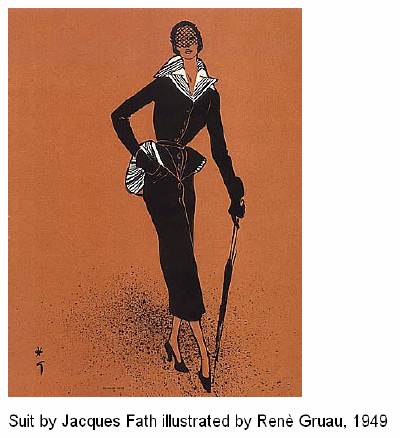 Suit by Jacques Fath illustrated by Renè Gruau, 1949