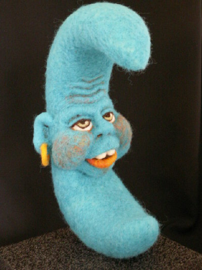 Blue Moon - Needle Felted Artby ~FeltAliveThis is an original Felt Alive Wool Sculpture by me, Kay PetalI am totally addicted to needle felting. I create, I teach, I write. website:http://www.feltaliv…