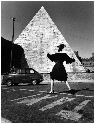 Dorothea in a dress by Capucci, photo by William Klein, Rome, 1962