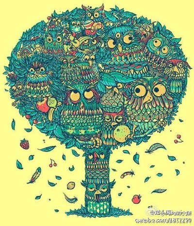 owl【owl city】如果你有兴趣，如果你有耐心，如果你很爱猫头鹰，就数数这颗树上有多少只猫头鹰吧~ - 原文地址：http://t.cn/zOqQ0tl
