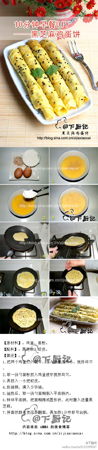 10分钟早餐DIY——黑芝麻鸡蛋饼～