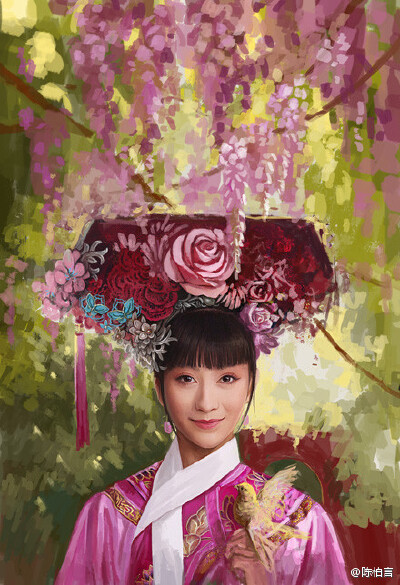 陈柏言作品#甄画集#《安陵容.鹂歌》