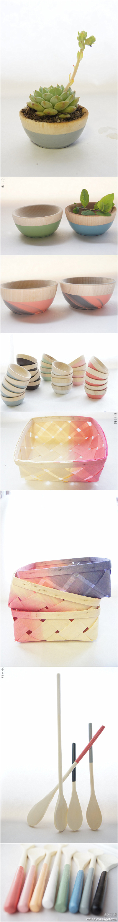 夜渐深，来点清淡的！由Wind and Willow Home在ETSY上建立的品牌DIPPED出品的这些木质器皿和勺子，统统都是走清新淡雅的色彩风格。实际上这些彩色部分（除了木框子外）也有实际用途，它们都是软质橡胶材料，耐用且手…
