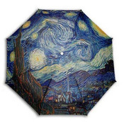 hello raincats 凡高<繁星之夜>油画手动五折晴雨伞