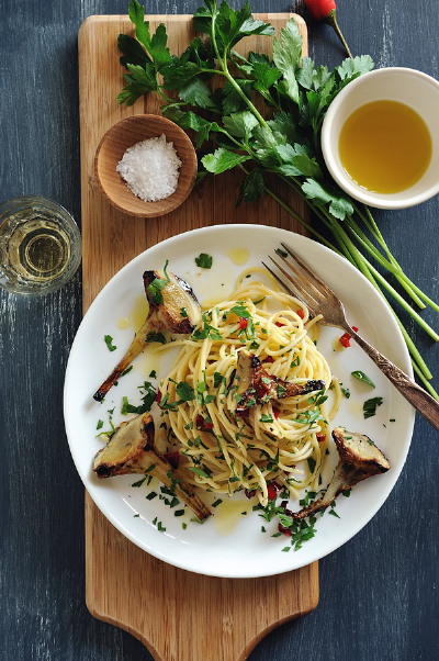 artichokepasta1 Artichokes with Spaghetti