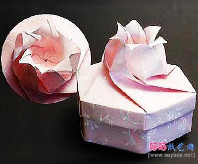 花盖六角盒子折纸，连接就有教程罗