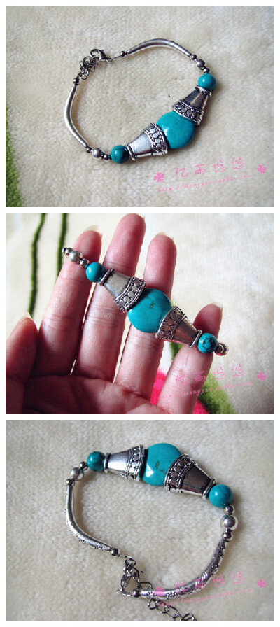 藏银绿松石弯管手链http://item.taobao.com/item.htm?id=14736570850&