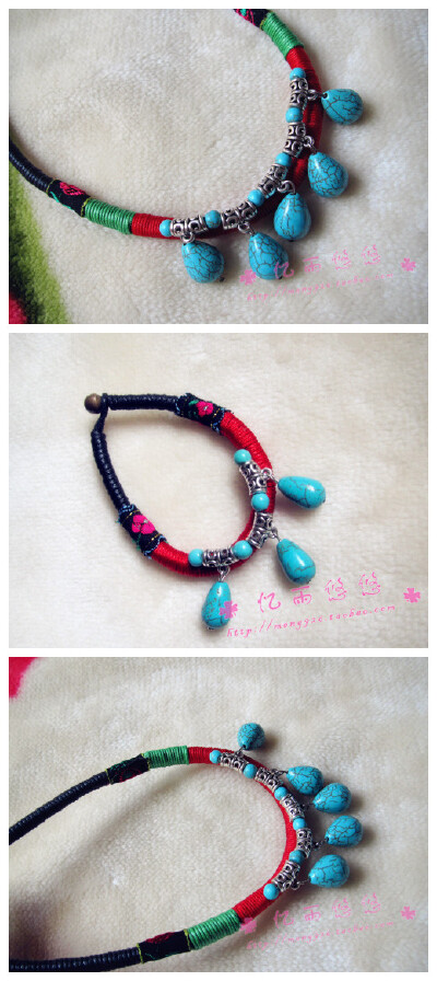 绿松石彩线编织项链http://item.taobao.com/item.htm?id=14741749066&