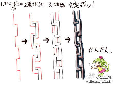 有没有感觉到链条很难画，其实找到规律后只需4步就完成了~【はざくろう · 图】