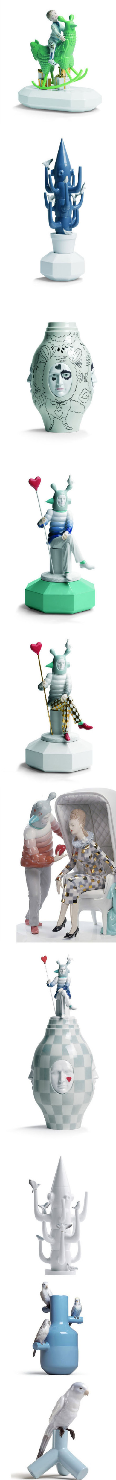 #RENPIN# 陶瓷品牌Lladro×鬼才设计师Jaime Hayon跨界合作的陶瓷器具。其釉色的素雅温润，做工的细致无暇，题材怪诞风趣。